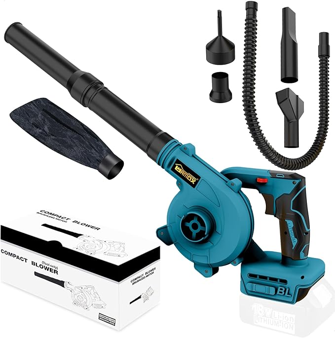 Cordless Leaf Blower for Makita 18V Battery, 2-in-1 Handle Electric Blower + Vacuum Cleaner, 6 Variable Speed Up to 180MPH, Electric Jobsite Air Blower with Brushless Motor (Battery Not Included) - LeafyLoom