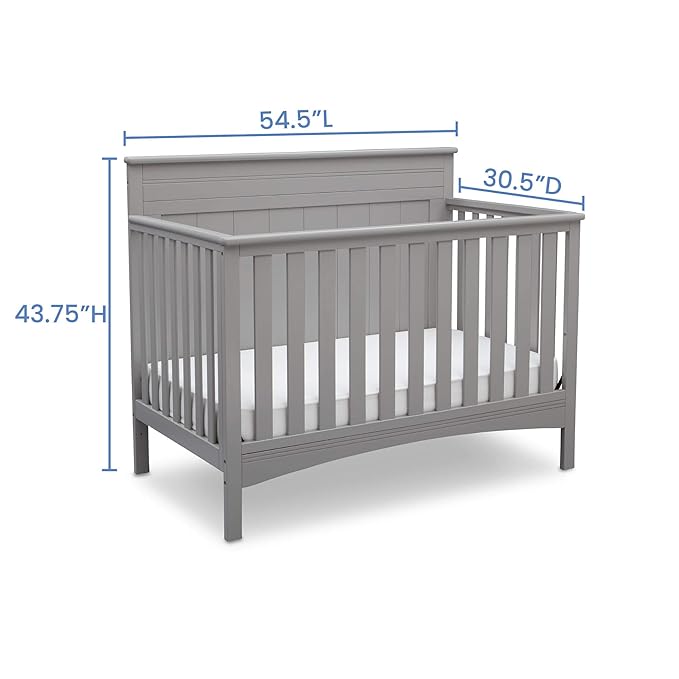 Delta Children Fancy 4-in-1 Convertible Baby Crib - Greenguard Gold Certified, Grey - LeafyLoom