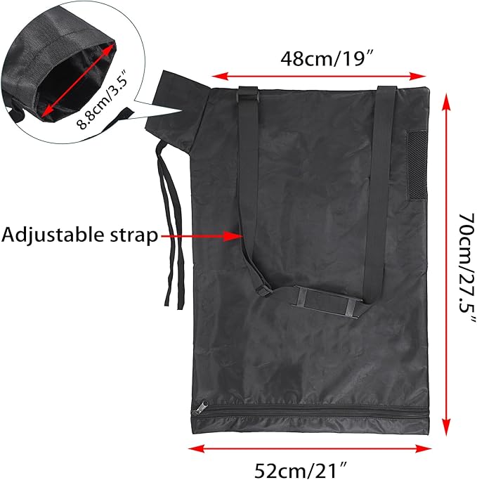 OwnMy Universal Leaf Vacuum Blower Bag Black Leaf Vacuum Bag Leaf Blower Replacement Bag with 3 Fasten Ties, Adjustable Leaf Blower Mulcher Bag Bottom Debris Zipper Bag Fallen Leaves Collection Bag - LeafyLoom