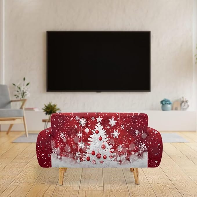 FKELYI Christmas Tree Sofa Furniture Protector Easy Going Stretch Sofa Slipcover Non-Slip Sofa Couch Cover Washable Sofa Slipcovers L FKELYI