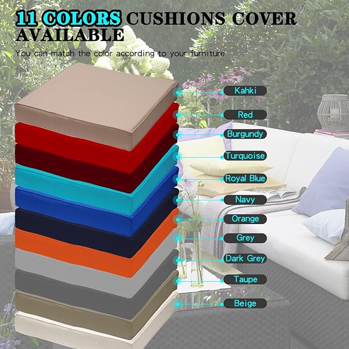 ClawsCover 12 Pack Outdoor Patio Seat and Back Cushions Replacement Covers Fit for 7Pieces 6-Seater Wicker Rattan Furniture Conversation Set Sectional Couch Chair,Light Khaki-Include Cover Only - LeafyLoom