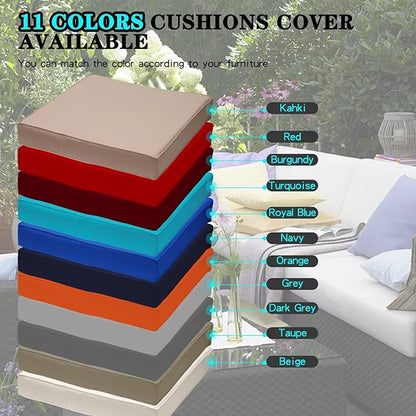 ClawsCover 12 Pack Outdoor Patio Seat and Back Cushions Replacement Covers Fit for 7Pieces 6-Seater Wicker Rattan Furniture Conversation Set Sectional Couch Chair,Light Khaki-Include Cover Only - LeafyLoom