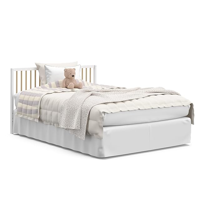 Graco Teddi 5-in-1 Convertible Crib (White with Driftwood) – GREENGUARD Gold Certified, Converts to Daybed, Toddler & Twin Bed with Headboard and Footboard, Adjustable Mattress Height - LeafyLoom