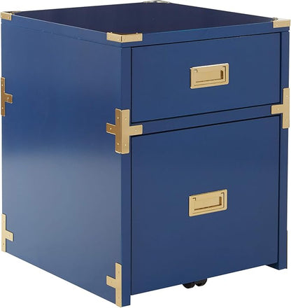 OSP Home Furnishings Wellington 2-Drawer File Cabinet, Lapis Blue - LeafyLoom