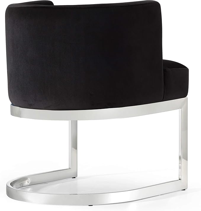 Meridian Furniture Gianna Collection Modern | Contemporary Velvet Upholstered Dining Chair with Polished Chrome Metal Frame, 24" W x 22" D x 29.5" H, Black - LeafyLoom