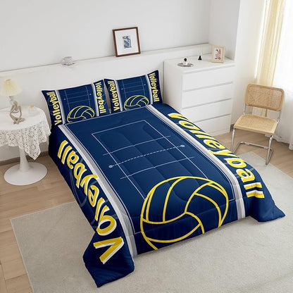 Feelyou Volleyball Bedding Set Twin Size Sports Game Comforter Set for Kids Boys Girls Decor Volleyball Player Comforter Microfiber Sports Gaming Duvet Set Bedroom Quilt Set - LeafyLoom