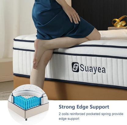 California King Mattress, 14 Inch Cal King Mattress in a Box, (Upgrade Strengthen) Hybrid Matterss with Pocket Spring and Soft Foam, Ultimate Motion Isolation, Strong Edge Support, Medium Firm - LeafyLoom