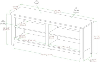 Walker Edison Wren Classic 4 Cubby TV Stand for TVs up to 65 Inches, 58 Inch, Dark Walnut - LeafyLoom