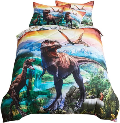 ADASMILE A & S Dinosaur Comforter Full Size for Boys Dinosaur Bedding Set for Kids 6 Pieces Dinosaur Comforter Set with Sheets Bed in A Bag T-Rex Dinosaur Comforter and Sheets Set for Home Decor - LeafyLoom