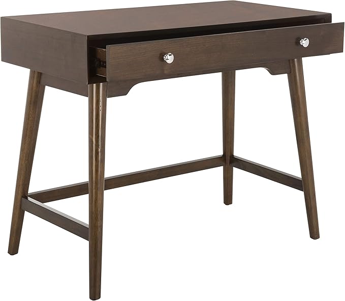 Safavieh Home Office Isadora Mid-Century Modern Walnut 1-drawer Desk - LeafyLoom