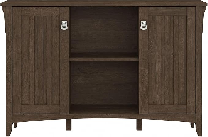 Bush Furniture Salinas Accent Storage Cabinet with Doors in Ash Brown - LeafyLoom