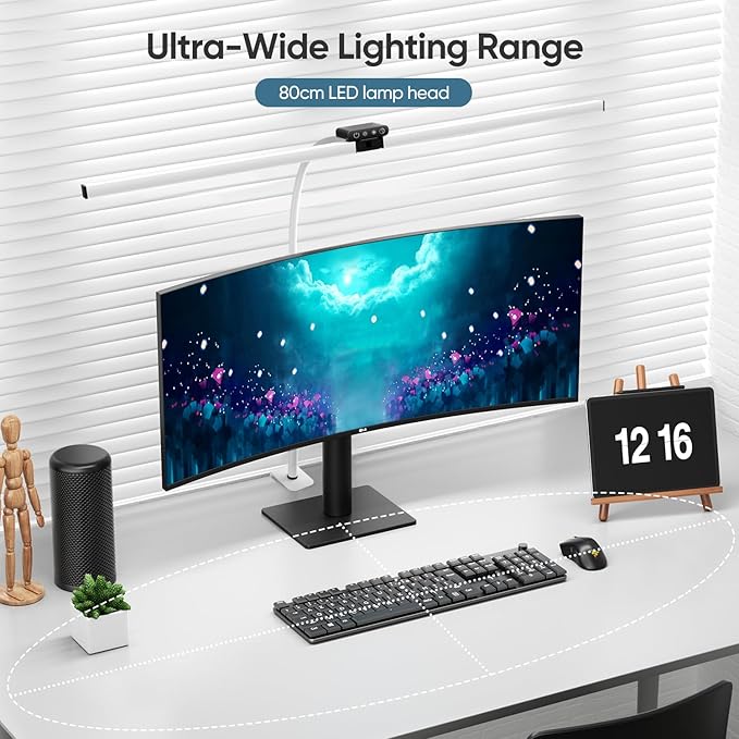 Led Desk Lamp for Office Home, Eye Caring Architect Desk Light with Clamp, Double Head 24W Ultra Bright Table Lamp with Remote Control, 5 Color Modes Flexible Gooseneck Lamp for Reading Study White - LeafyLoom