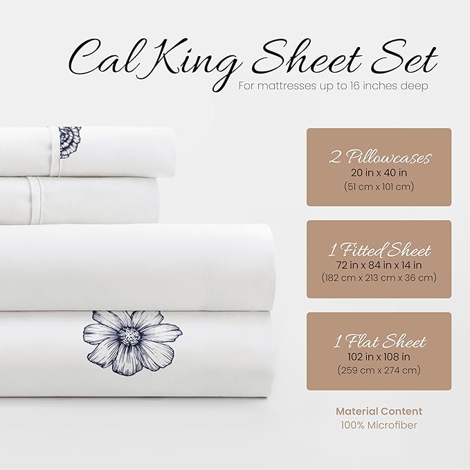 Linen Market 4 Piece California King Bedding Sheet Set (Navy Blue) - Sleep Better Than Ever with These Ultra-Soft Cooling Bed Sheets for Your California King Size Bed - Deep Pocket Fits 16" Mattress - LeafyLoom