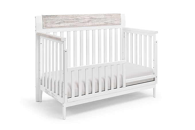 Suite Bebe Hayes 4 in 1 Convertible Crib, White and Wire Brushed Wood - LeafyLoom