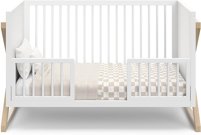 Storkcraft Equinox 3-in-1 Convertible Crib (Driftwood) - Easily Converts to Toddler Bed & Daybed, 3-Position Adjustable Mattress Support Base, Modern Two-Tone Design for Contemporary Nursery - LeafyLoom