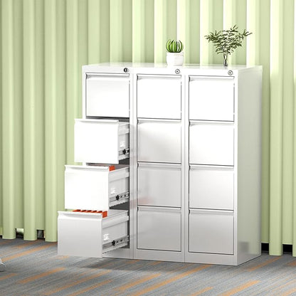 4 Drawer File Cabinet, Office Filing Cabinet with Lock/Drawer, Metal Vertical File Storage Cabinet for A4 Letter/Legal Size, 14.96" W x 17.72" D x 52.36" H, Assembly Required - LeafyLoom