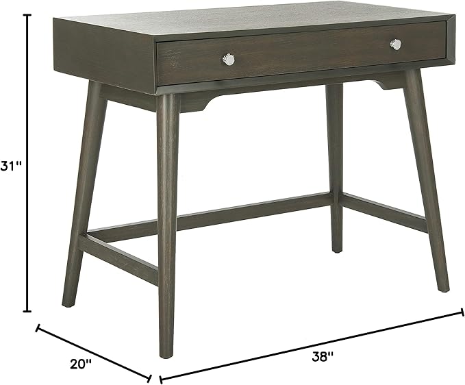 Safavieh Home Office Isadora Mid-Century Modern Ash Grey 1-drawer Desk - LeafyLoom