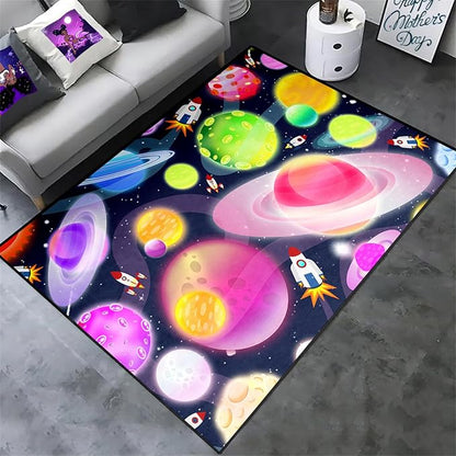 Solar System Rug - Space Rug Galaxy Area Rugs for Kids Bedroom Kids Play Rug Outer Space Carpet Space Rug for Boys Room Planet Carpet for Kids Space Themed Bedroom Decor,3'×4' - LeafyLoom