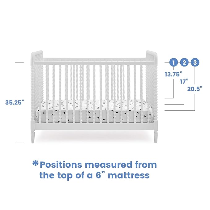 Delta Children Saint 4-in-1 Convertible Crib - Greenguard Gold Certified, Bianca White - LeafyLoom