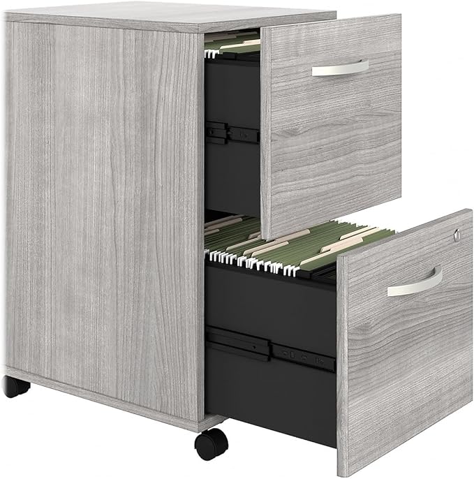 Bush Business Furniture HYF116PGSU-Z Hybrid 2-Drawer Mobile File Cabinet, Letter/Legal, Platinum Gray, 20-Inch, - LeafyLoom