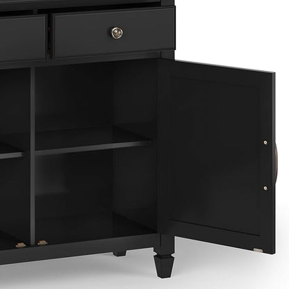 SIMPLIHOME Connaught SOLID WOOD 40 inch Wide Traditional Entryway Storage Cabinet in Black for the Living Room, Entryway and Family Room - LeafyLoom