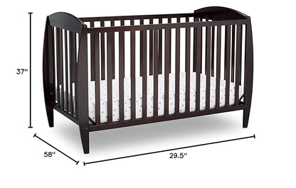 Delta Children Taylor 4-in-1 Convertible Baby Crib, Easy to Assemble, Sustainable New Zealand Wood, JPMA Certified, Dark Chocolate - LeafyLoom