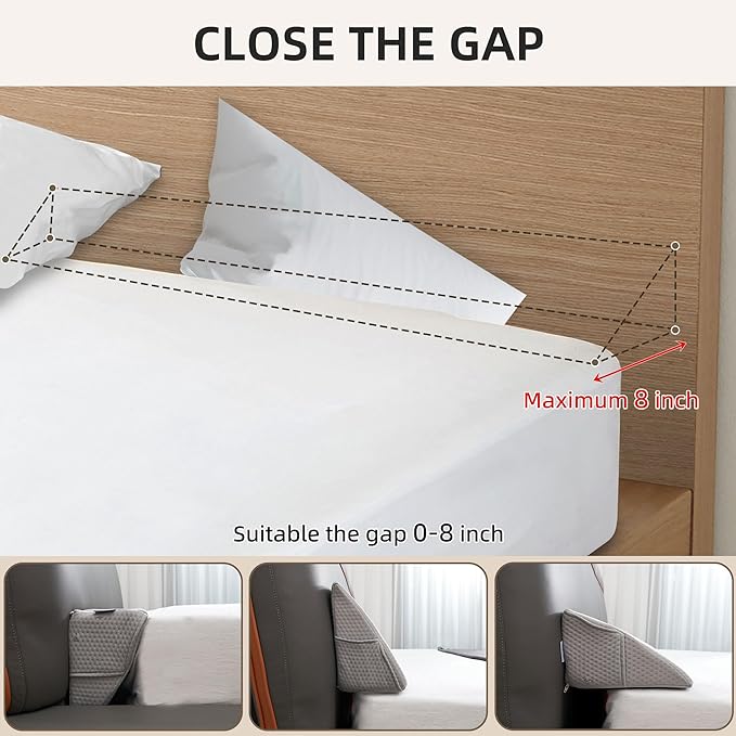 Bed Wedge Pillow for Headboard, Twin Size Headboard Pillow, Bed Gap Filler Close Gap (0-8") Between Mattress and Headboard (Twin) - LeafyLoom