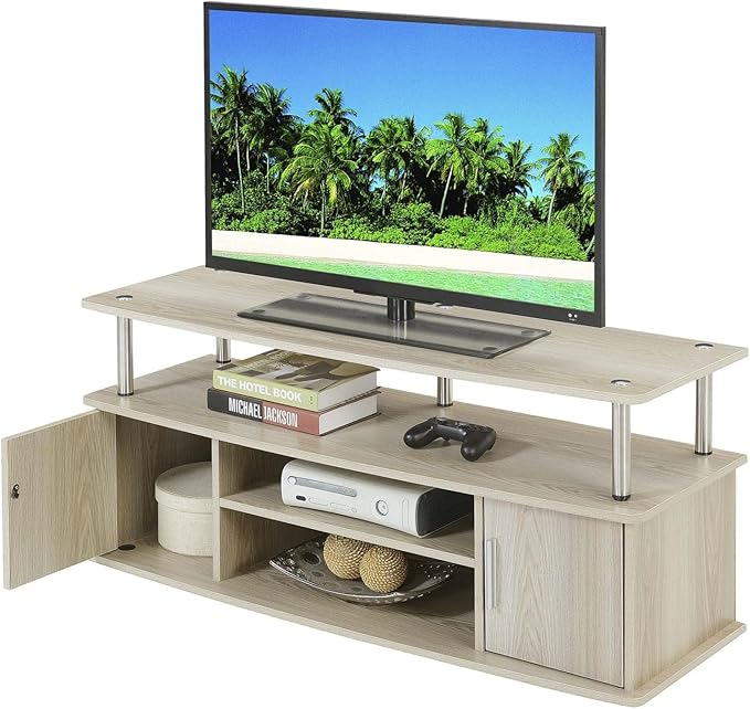 Convenience Concepts Designs2Go Monterey TV Stand with Cabinets and Shelves Home_Furniture_and_Decor, Ice White - LeafyLoom