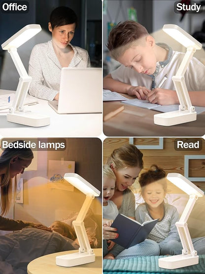 LED Desk Lamp, Foldable & Portable Light Rechargeable 5400mAh Reading Lamps,3 Color Modes Dimmable Portable Small Desk Light for Office, Home, Dormitory - LeafyLoom