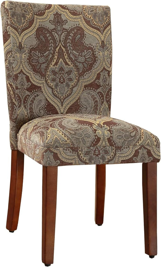 HomePop Parsons Upholstered Accent Dining Chair, Set of 2, Blue and Brown Paisley - LeafyLoom