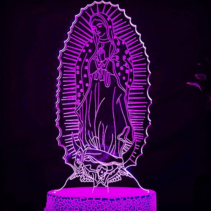 3D The Virgin Mary Night Light Table Desk Optical Illusion Lamps 7 Color Changing Lights LED Table Lamp Xmas Home Birthday Children Kids Decor Toy Gift - LeafyLoom