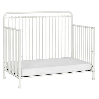 Namesake Winston 4-in-1 Convertible Metal Crib in Washed White, Greenguard Gold Certified - LeafyLoom