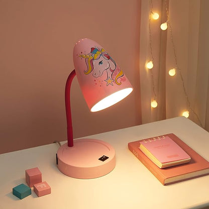 Idea Nuova Nickelodeon JoJo Siwa Switch Operated LED Task Table and Desk Lamp with Charging Outlet - LeafyLoom