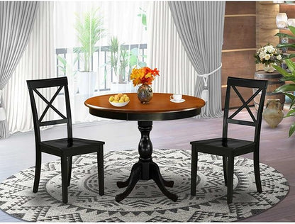 East West Furniture AMAV5-BCH-LC 5 Piece Modern Set includes a Round Kitchen Table with Pedestal and 4 Faux Leather Upholstered Dining Chairs, 36x36 Inch - LeafyLoom