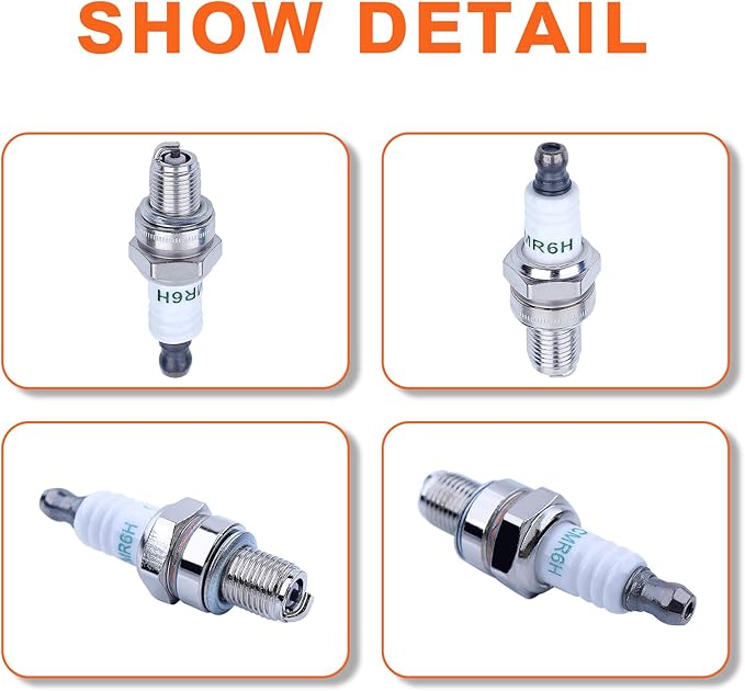 Spark Plug for Husqvarna 130BT 150BT 170BF 170BT 180BF 180BT 350BF 350BT 360BT 370BTS 380BFS 380BTS 560BFS 570BFS 570BTS 426LST 233RJ 243R 253R Backpack Blower Trimmer - LeafyLoom