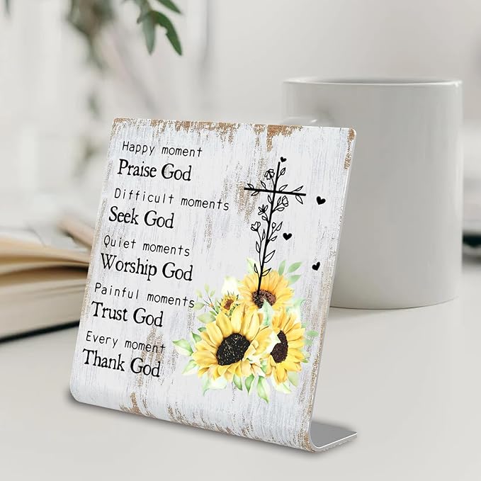 Christian Office Decor for Women Religious Gifts christian office supplies Faith Christian Gifts Prayer Room Decor for Office Desk Scripture Inspirational Home Decor XUV01 - LeafyLoom