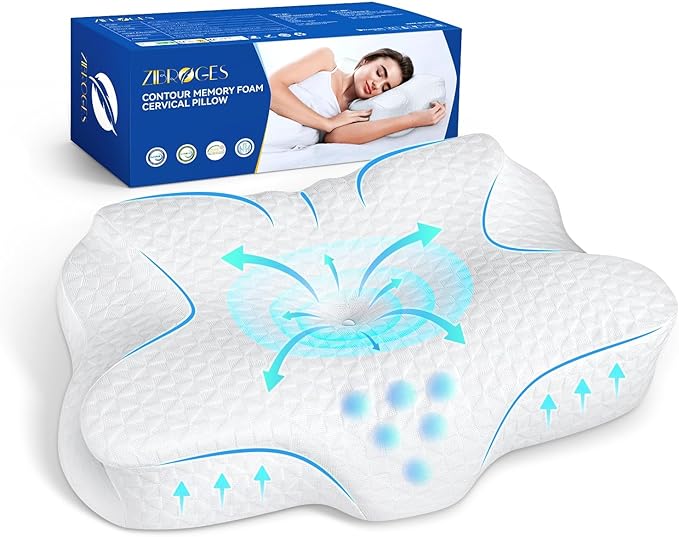 Memory Foam Cervical Pillow - Side Sleeper Pillow Neck Back Shoulder Comfortable Sleeping Support Your Head - Breathable Cooling Contour Bed Pillow for Back Stomach Sleeper Skin-Friendly - LeafyLoom