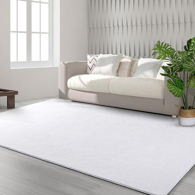 Area Rugs for Bedroom Living Room, 4x6 White Super Soft Comfy Thickened Memory-Foam Indoor Carpets, Modern Aesthetic Minimalist Carpet for Boys Girls Adults Apartment Nursery Home Décor - LeafyLoom