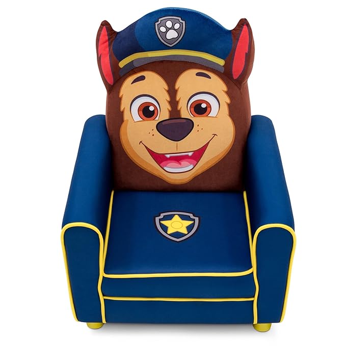 Delta Children Figural Upholstered Kids Chair, Nick Jr. PAW Patrol Chase,Wood, Blue - LeafyLoom