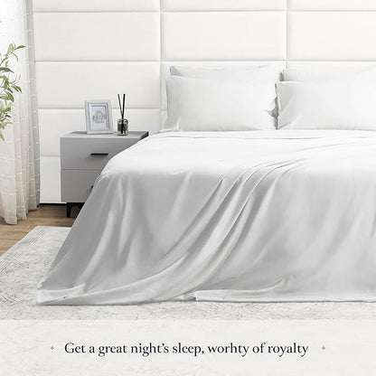 BELADOR Silky Soft Queen Sheet Set - 6 Piece White Bed Sheets for Queen Size Bed, Secure-Fit Deep Pocket Sheets with Elastic, Breathable Hotel Sheets & Pillowcase Set, Wrinkle Free Oeko-Tex Sheets - LeafyLoom