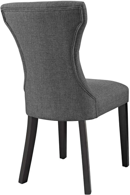 Modway Silhouette Modern Tufted Upholstered Fabric Parsons Four Dining Chairs in Gray - LeafyLoom