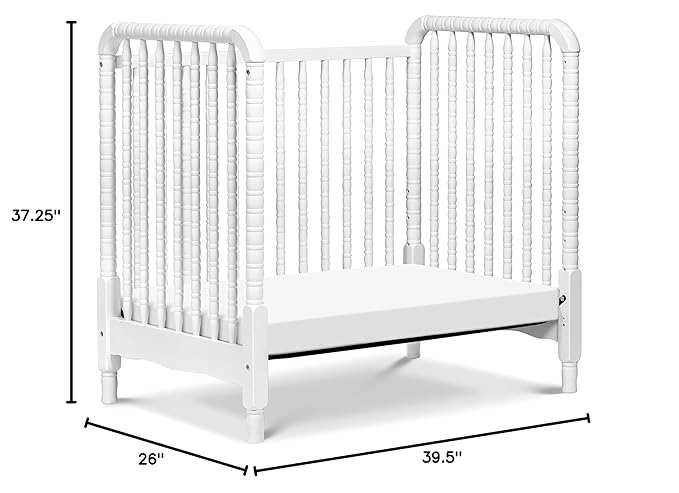 DaVinci Jenny Lind 3-in-1 Convertible Mini Crib in White, Removable Wheels, Greenguard Gold Certified - LeafyLoom