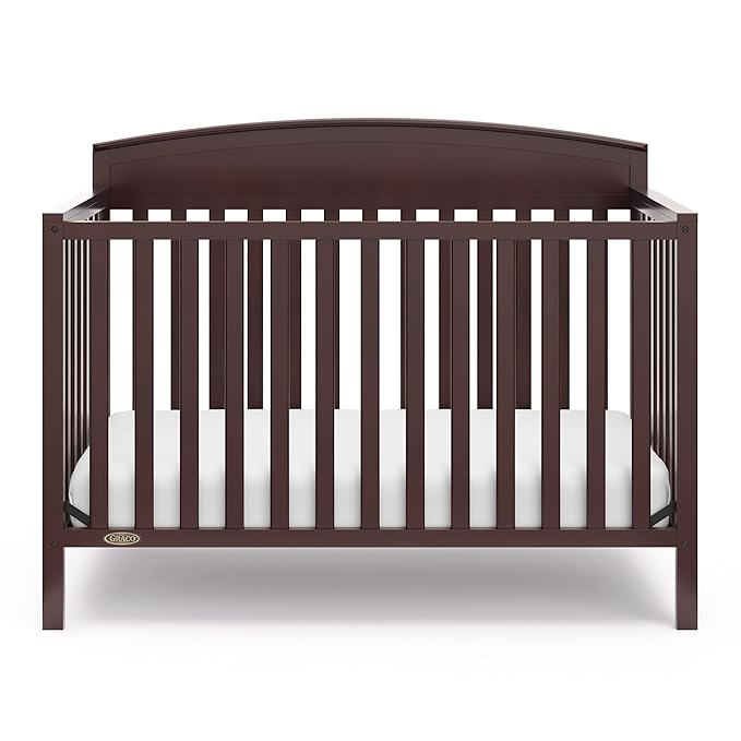 Graco Benton 5-in-1 Convertible Crib (Espresso) – GREENGUARD Gold Certified, Converts from Baby Crib to Toddler Bed, Daybed and Full-Size Bed, Fits Standard Full-Size Crib Mattress - LeafyLoom