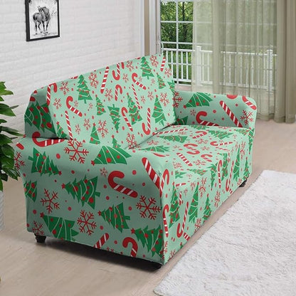 FKELYI Green Christmas Tree Sofa Slipcover Comfortable Sofa Couch Cover with Elastic Bottom Stretch Furniture Protector for Indoor L FKELYI