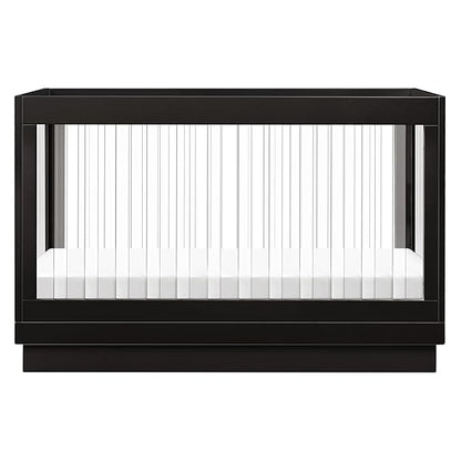 Babyletto Harlow Acrylic 3-in-1 Convertible Crib with Toddler Bed Conversion Kit in Black with Acrylic Slats, Greenguard Gold Certified - LeafyLoom