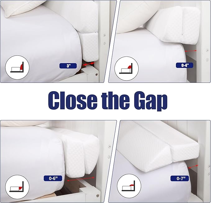 HOMBYS Wedge Pillow Headboard for Bed Gap,Foldable Bed Wedge Gap Filler Twin Size,Matterss Gap Filler,Multi Functional Bed Crack Pillow, Fill The Gap (0-7") Between Your Headboard and Mattress,White - LeafyLoom