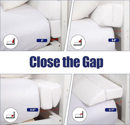 HOMBYS Wedge Pillow Headboard for Bed Gap,Foldable Bed Wedge Gap Filler Queen Size,Matterss Gap Filler,Multi Functional Bed Crack Pillow, Fill The Gap (0-7") Between Your Headboard and Mattress,White - LeafyLoom