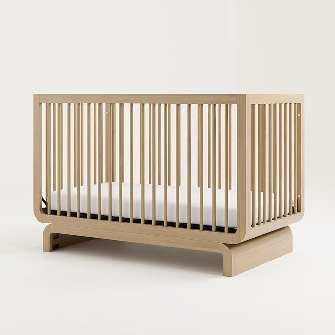 Storkcraft Santorini Deluxe 5-in-1 Convertible Crib with Bonus Toddler Guardrail (Driftwood) – GREENGUARD Gold Certified, Toddler Guardrail Included in Box, Fits Standard Crib Mattress - LeafyLoom