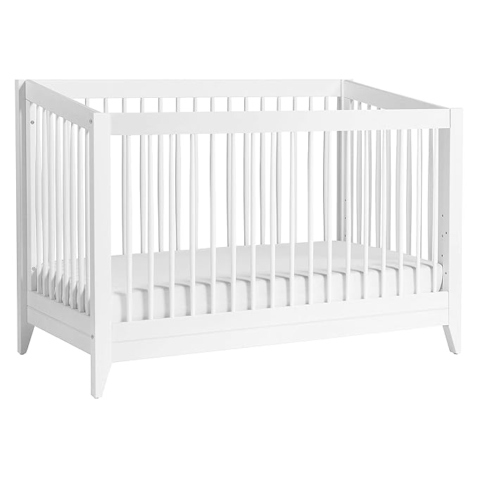 Babyletto Sprout 4-in-1 Convertible Crib with Toddler Bed Conversion Kit in White, Greenguard Gold Certified - LeafyLoom