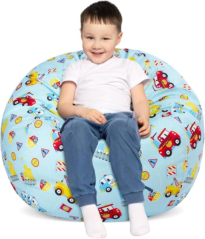 Bean Bag Chair for Kids Stuffed Animal Storage Beanbag Chairs,Toddler Toy Storage Organizer for Girls and Boys,Large 32'' Cover Only（No Filling - LeafyLoom